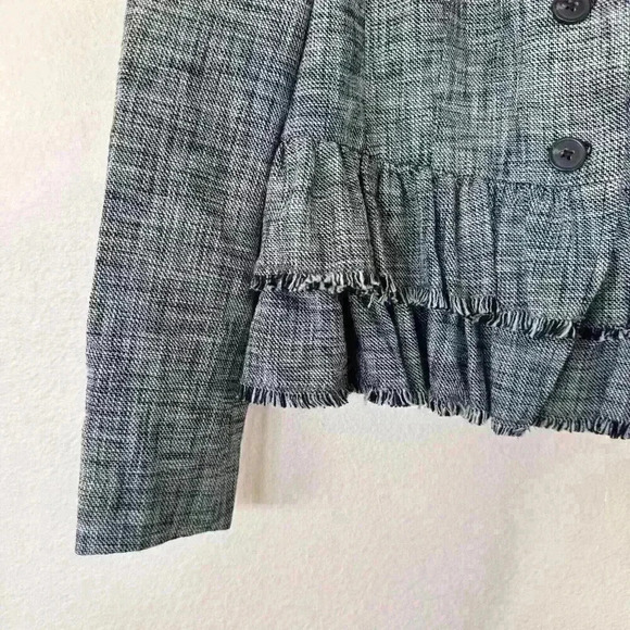 REBECCA TAYLOR Woman Blazer Size 2 Tweed cropped ruffle jacket Classic - Picture 2 of 5